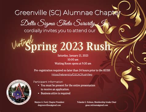 During this biennium, the chapters theme is One Sisterhood Continuing the LegacyStriving for Excellence. . Delta sigma theta rush 2023